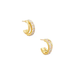 Kendra Scott Livy Huggie Hoop Earrings in White Crystal