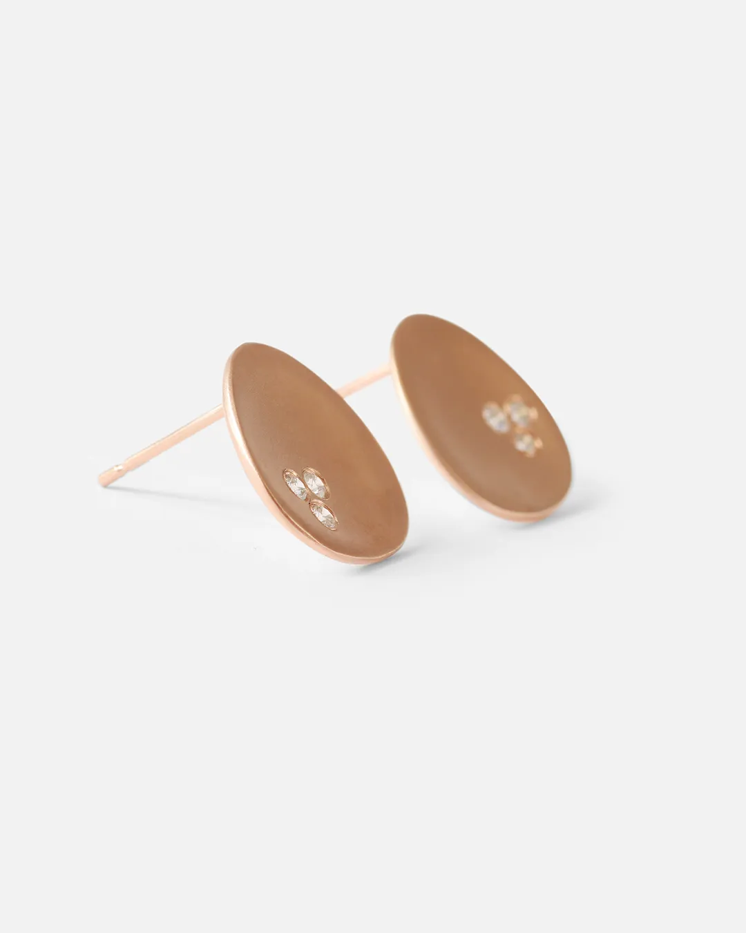 Leaf / Mini Rose Gold   Diamond Studs