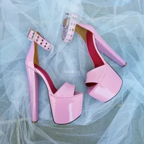 Light Pink Ankle Strap 19 cm High Heel Platform Shoes