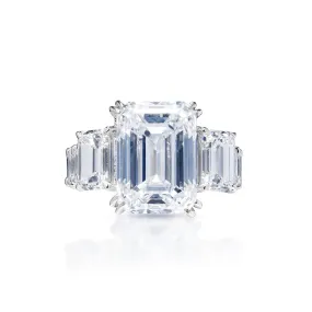 Lilith 16 Carat E VS1 Emerald Cut Lab Grown Diamond Engagement Ring in Platinum. GIA Certified.