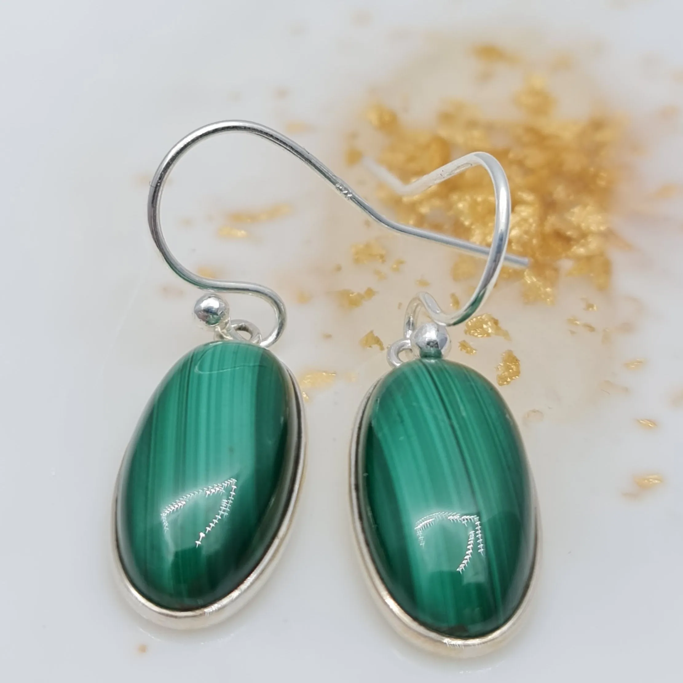 Malachite oval drop Stone earring