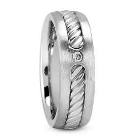 Miles Men's Diamond Wedding Cable Ring Round Cut in Platinum By Mike Nekta NYC, 7MM