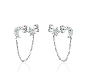 Moon Star Chain Diamond Earrings (0.25Ctw)