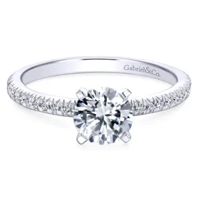 Mounting Only, 14k White Diamond Band Engagement Ring