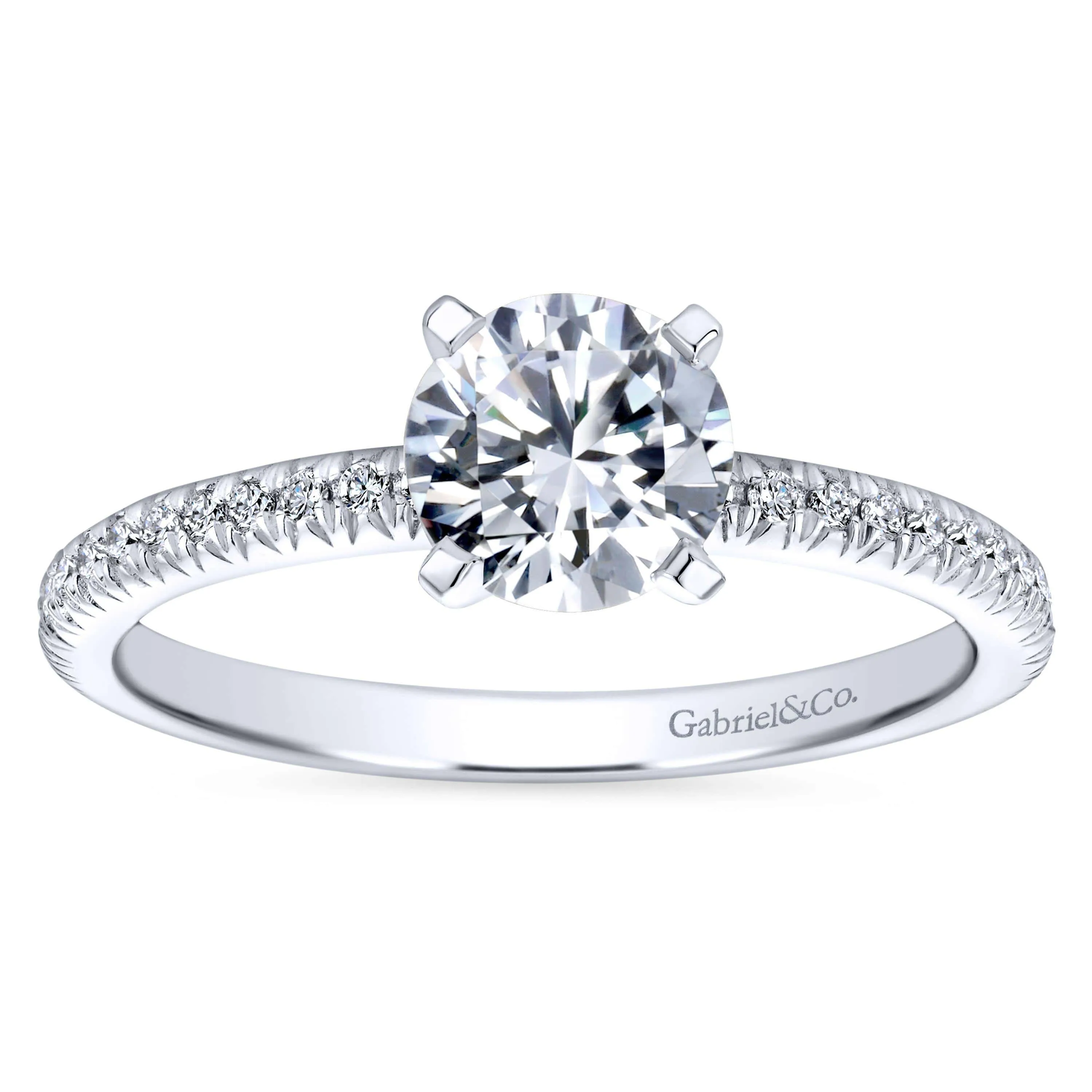 Mounting Only, 14k White Diamond Band Engagement Ring