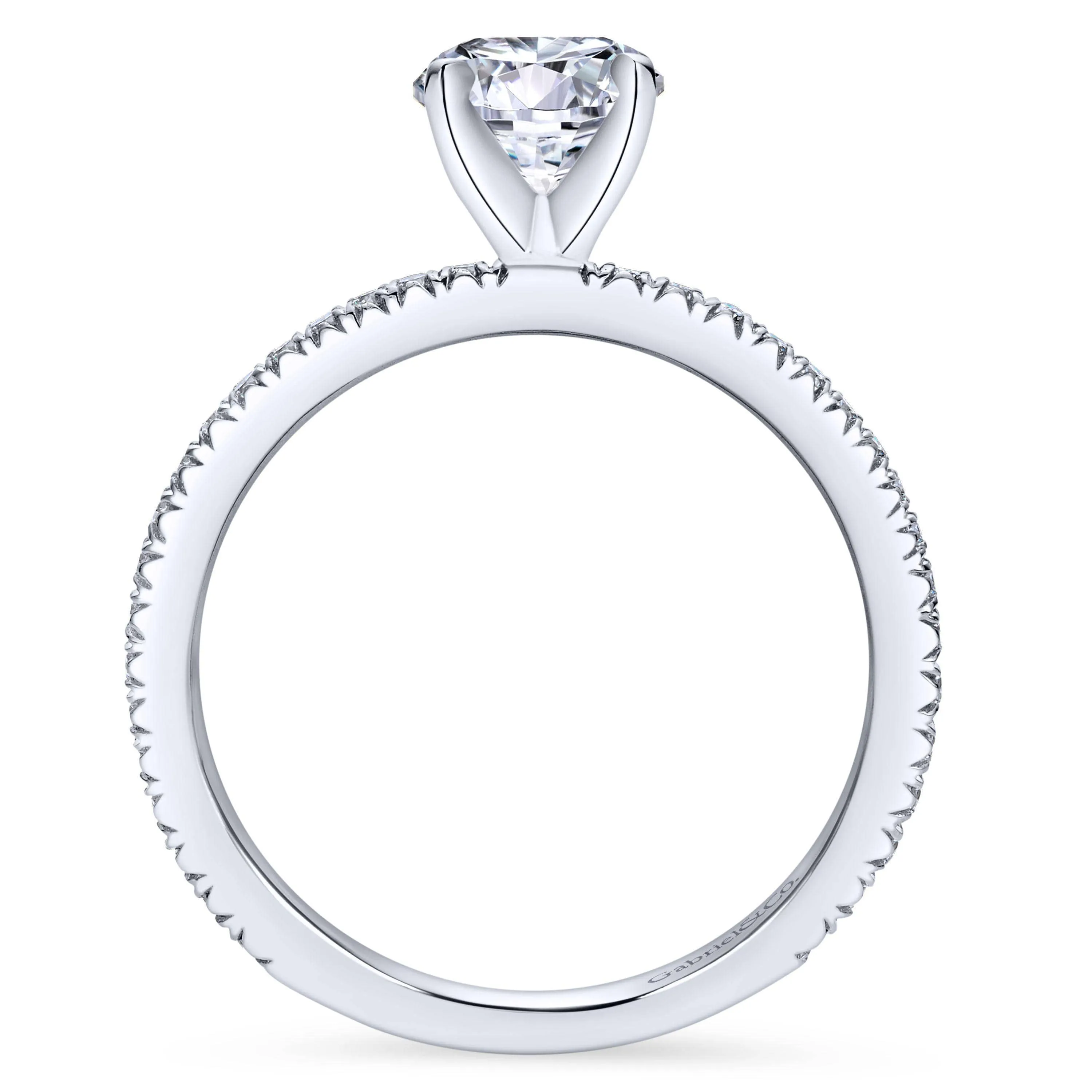 Mounting Only, 14k White Diamond Band Engagement Ring