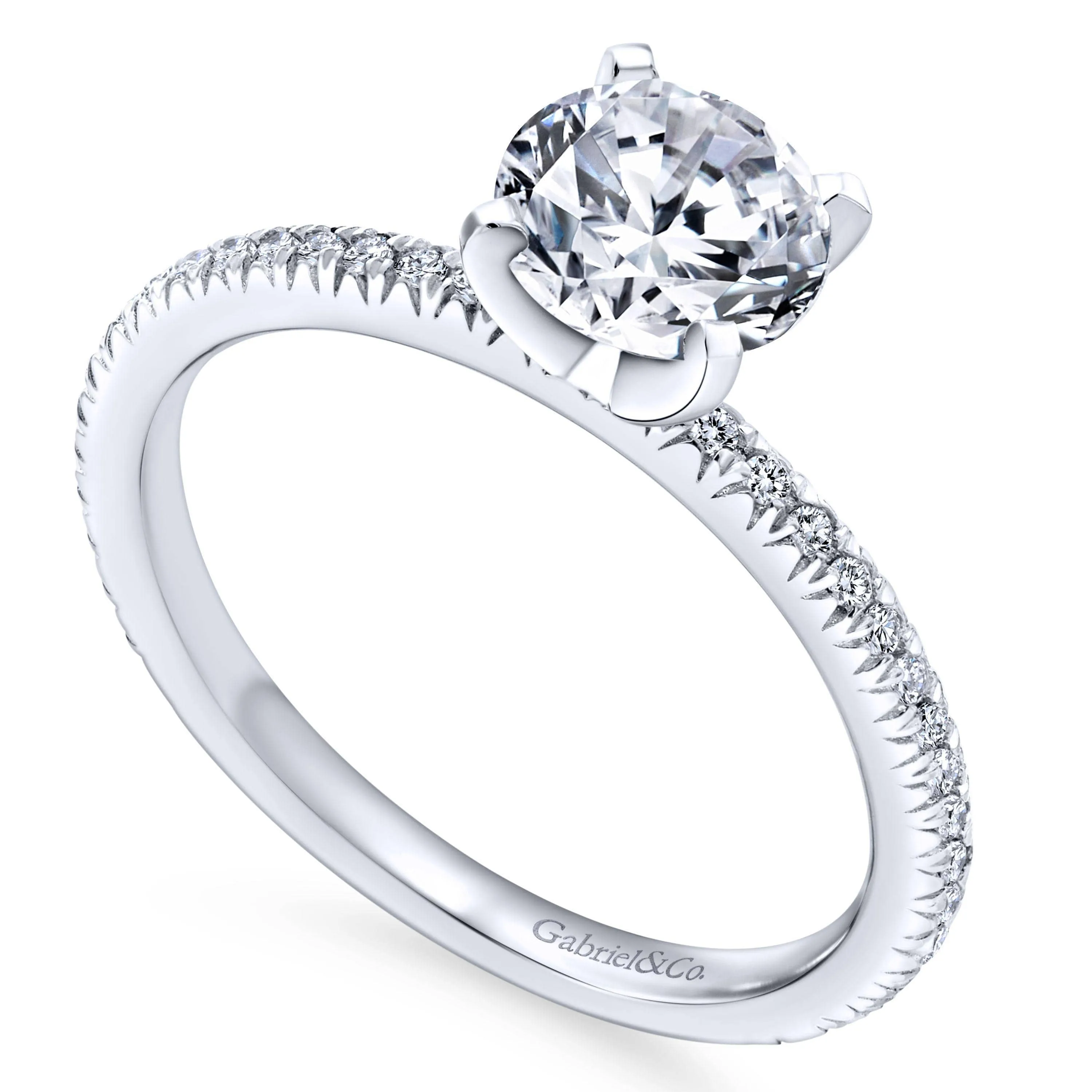 Mounting Only, 14k White Diamond Band Engagement Ring