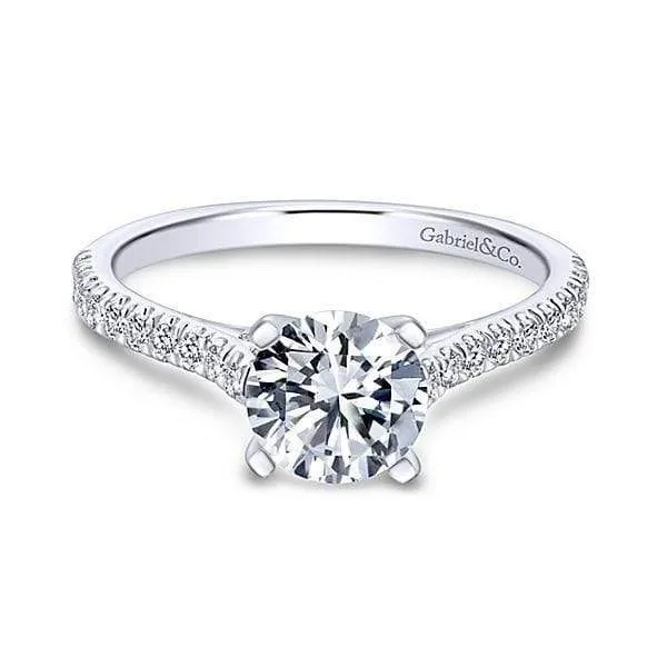 Mounting Only, 14K White Gold Round Diamond Engagement Ring