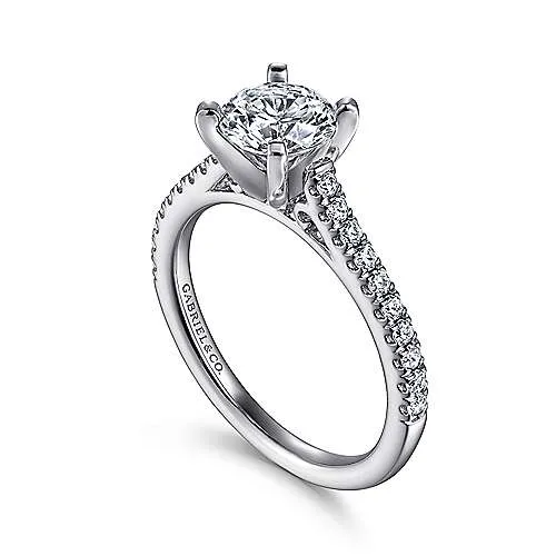 Mounting Only, 14K White Gold Round Diamond Engagement Ring