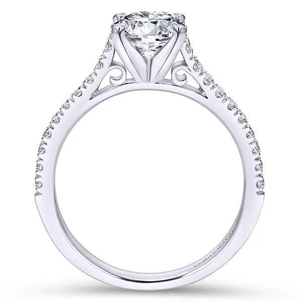 Mounting Only, 14K White Gold Round Diamond Engagement Ring