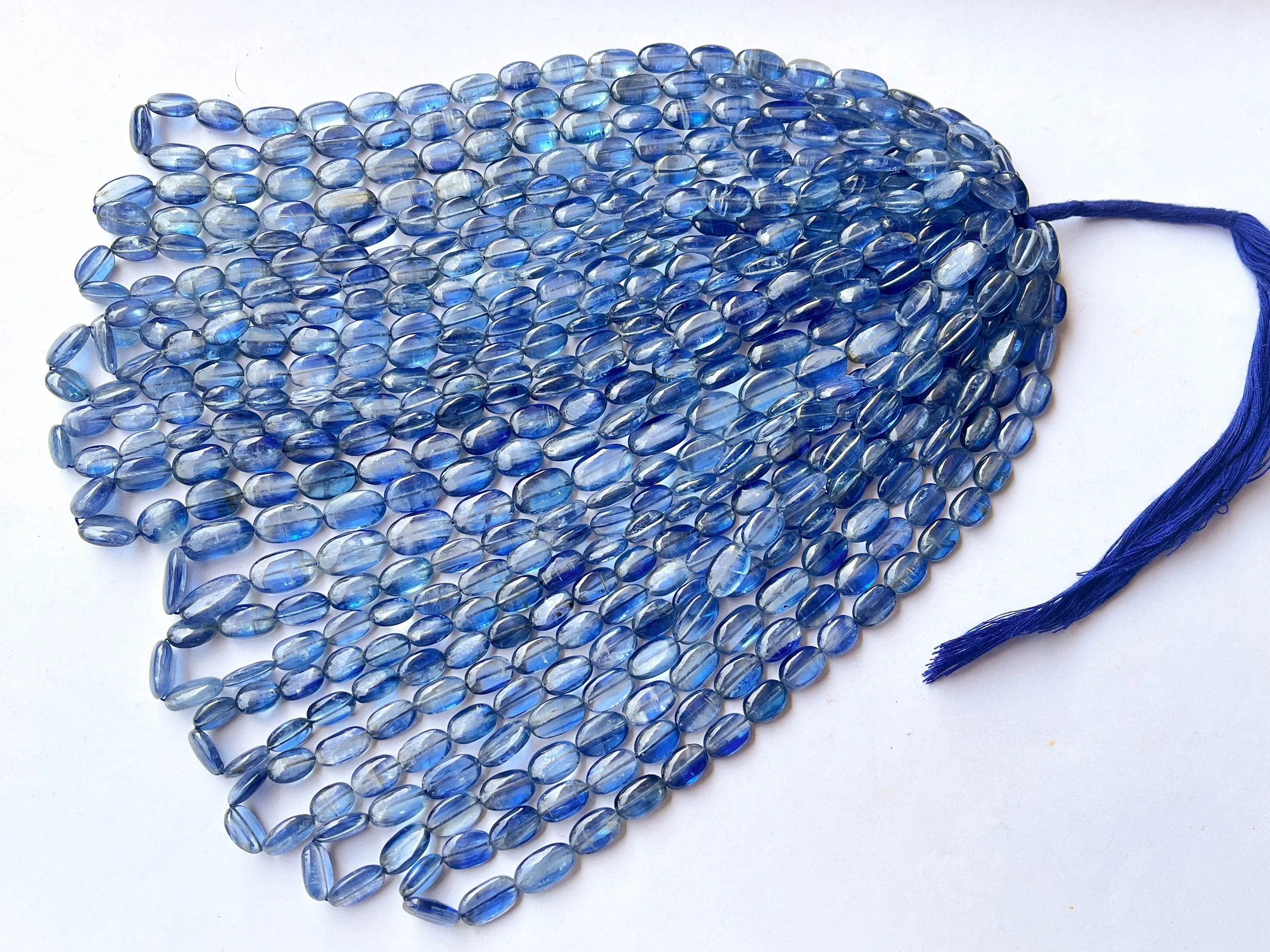 Natural AAA Blue Kyanite Oval Shape Smooth Beads