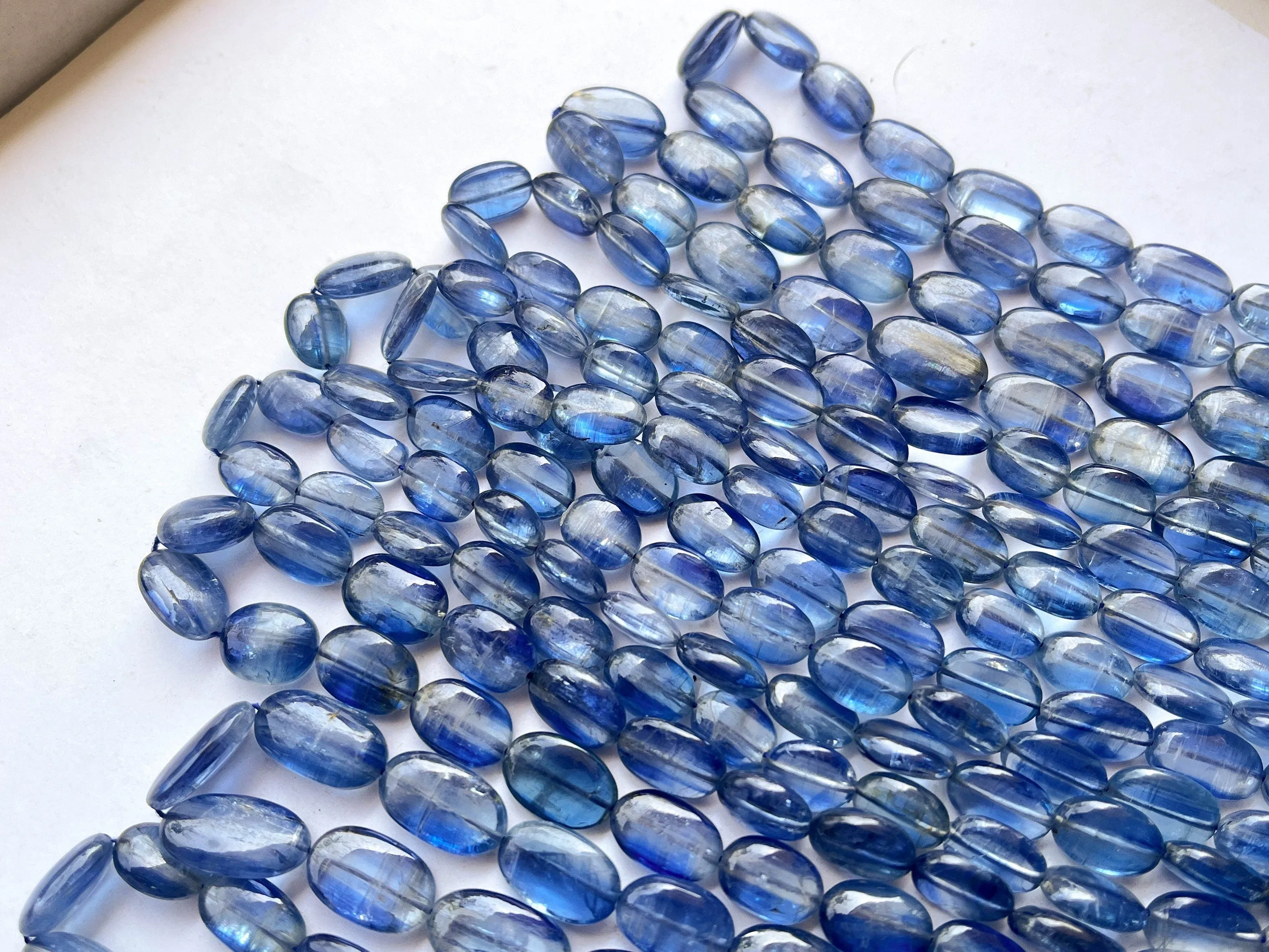 Natural AAA Blue Kyanite Oval Shape Smooth Beads