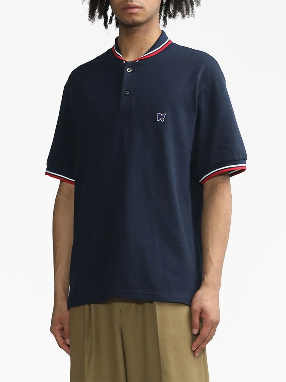 NEEDLES SHAWL COLLAR POLO SHORT SLEEVE SHIRT