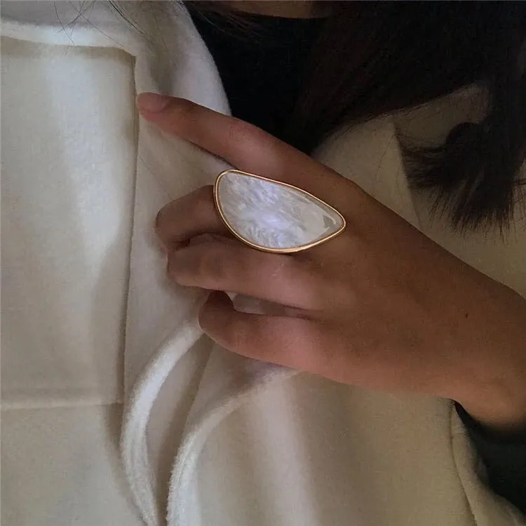 Pearlescent Ivory Statement Ring