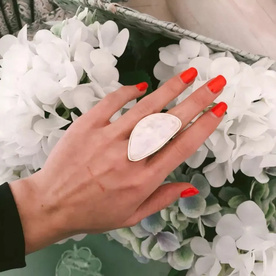 Pearlescent Ivory Statement Ring