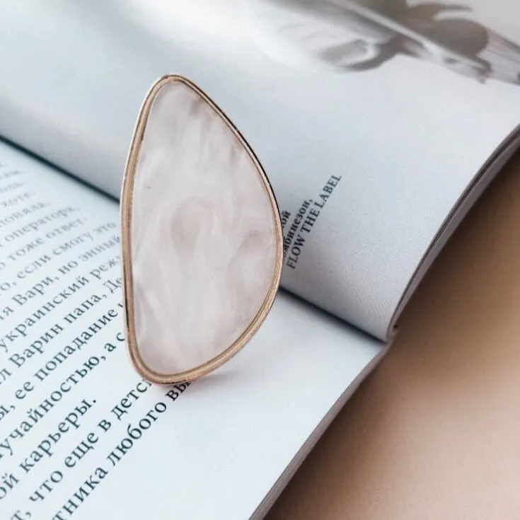 Pearlescent Ivory Statement Ring