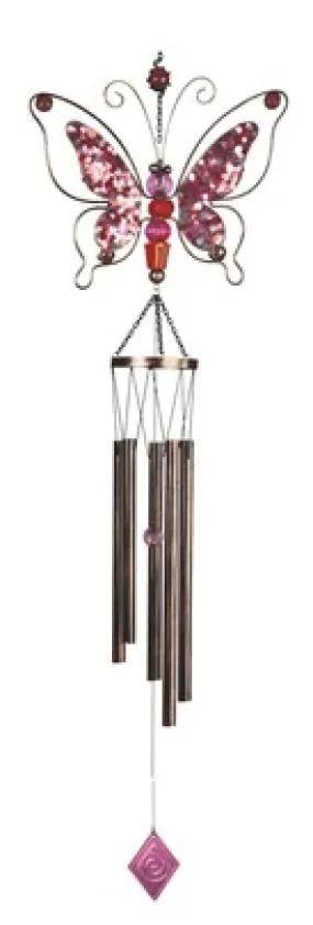 Pink Butterfly Windchime