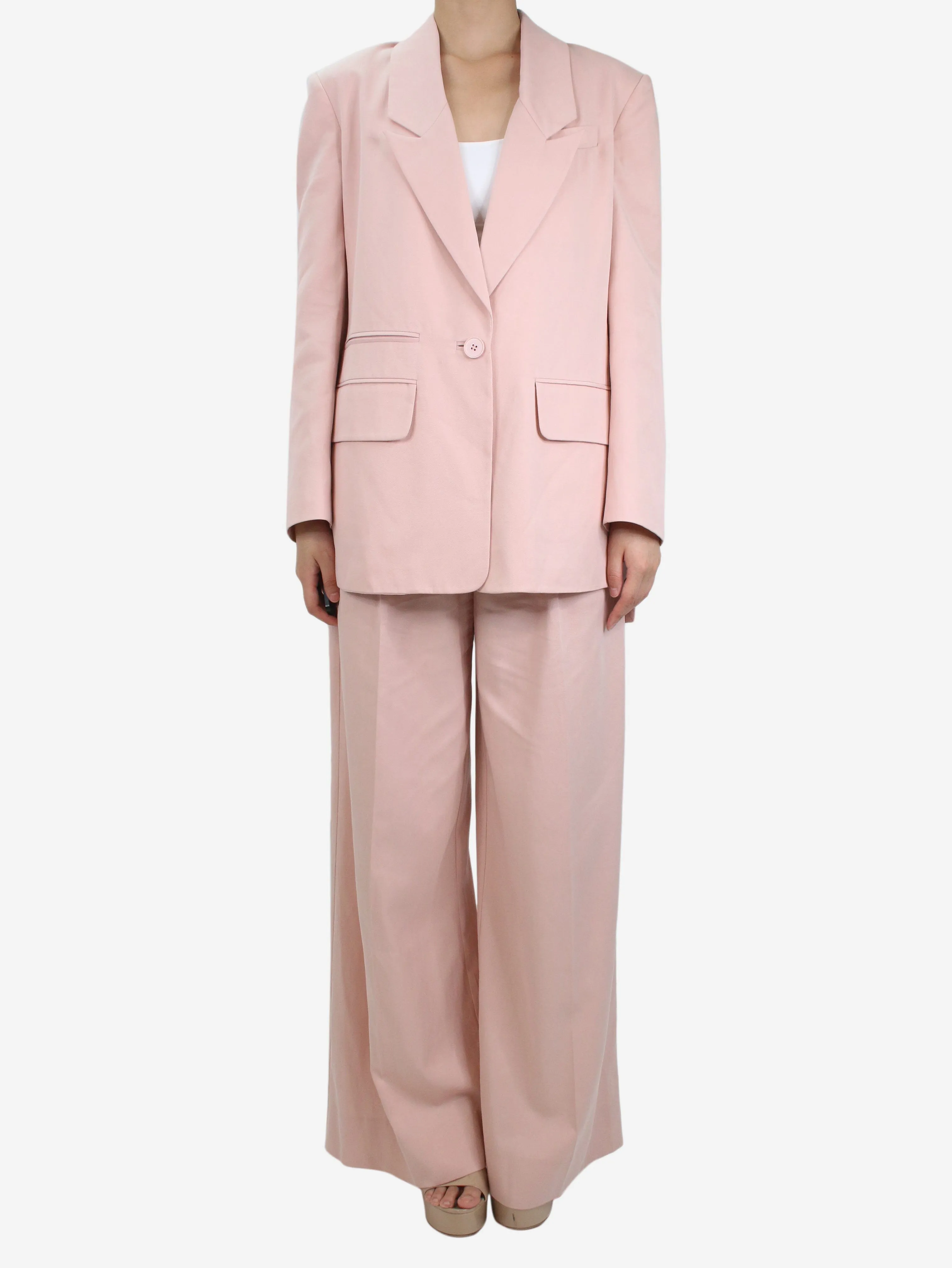 Pink wide-leg trousers and blazer set - size UK 8