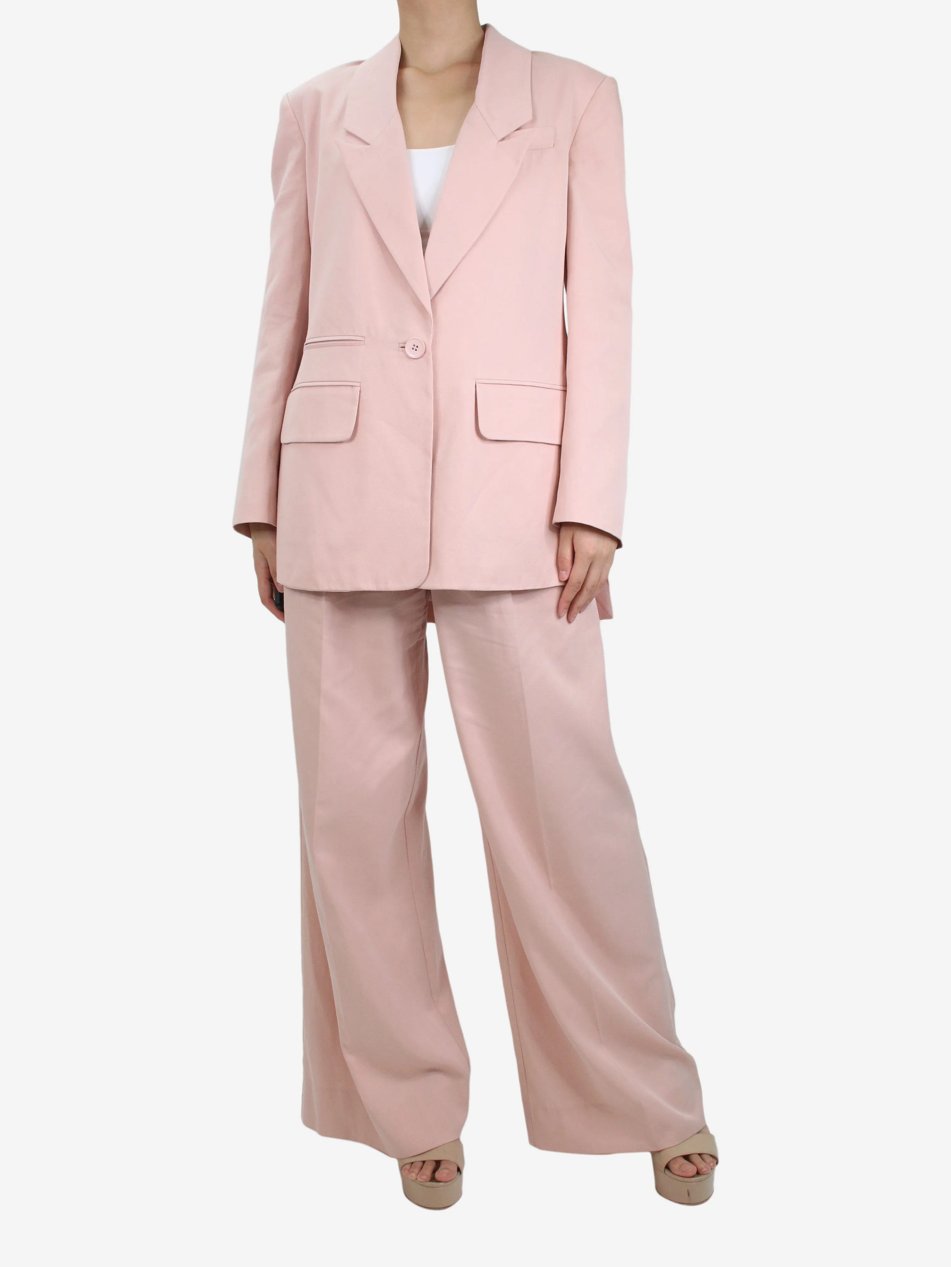 Pink wide-leg trousers and blazer set - size UK 8