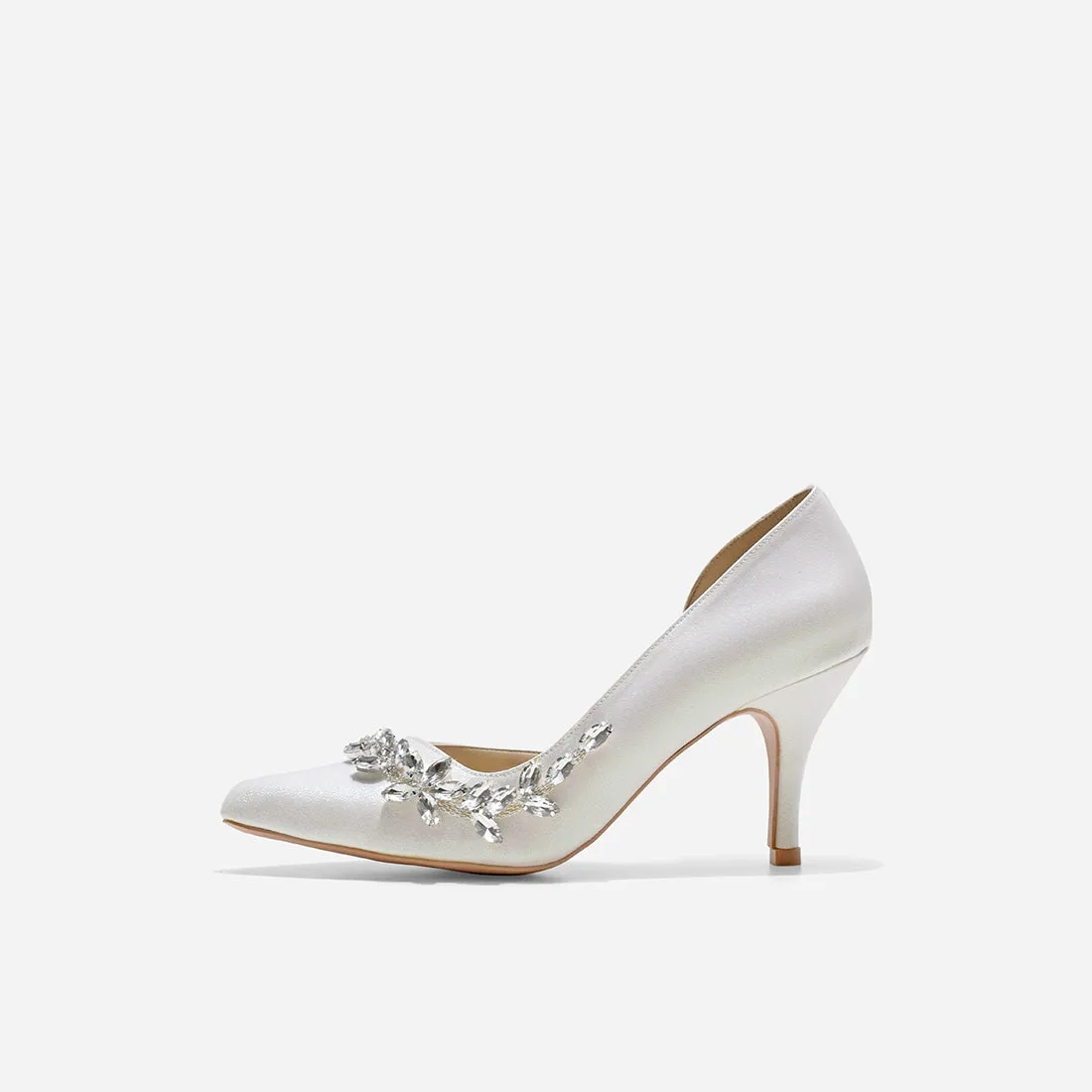 Pluto Cynthia White Glitter Heels