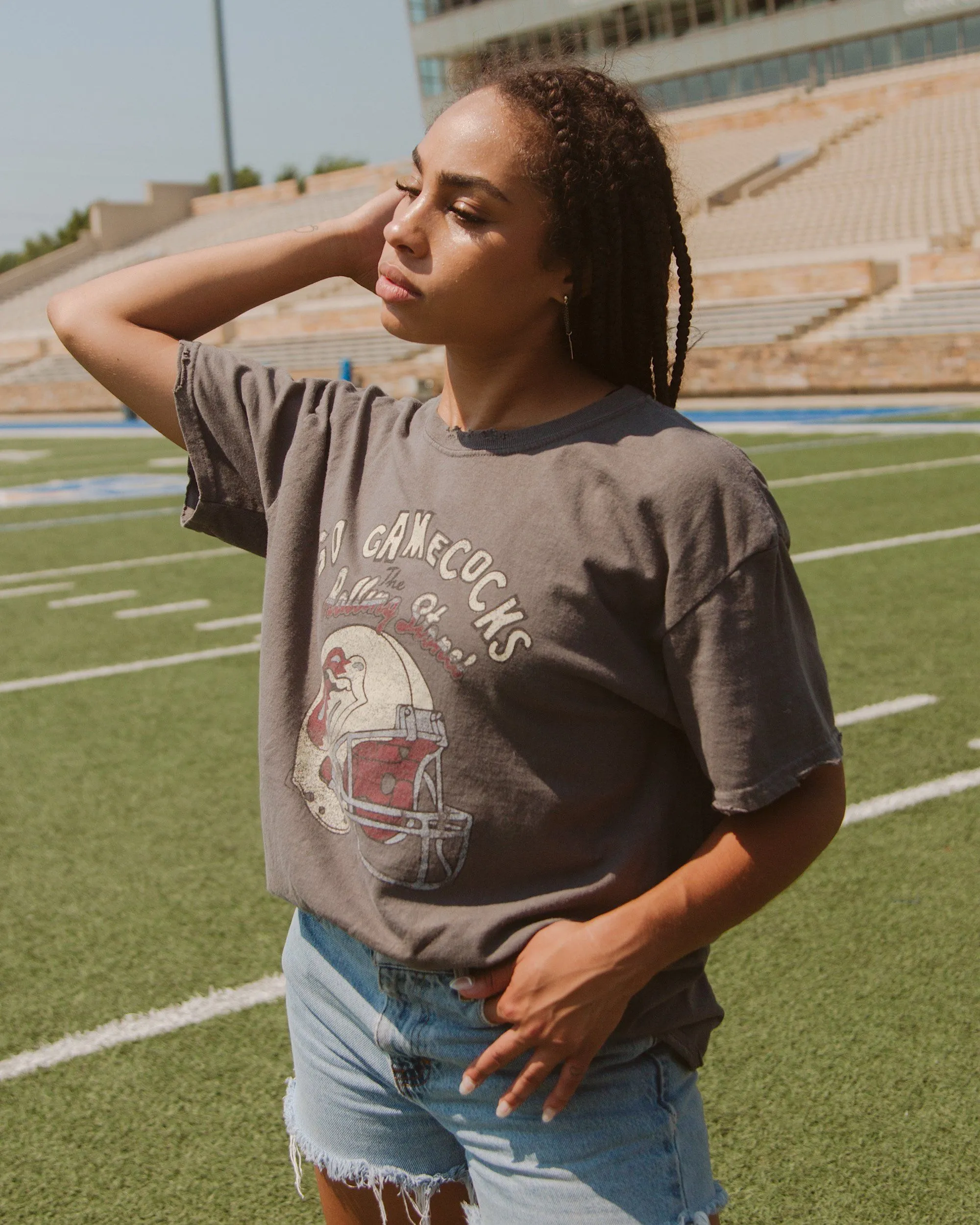 Rolling Stones USC Helmet Lick Charcoal Thrifted Tee