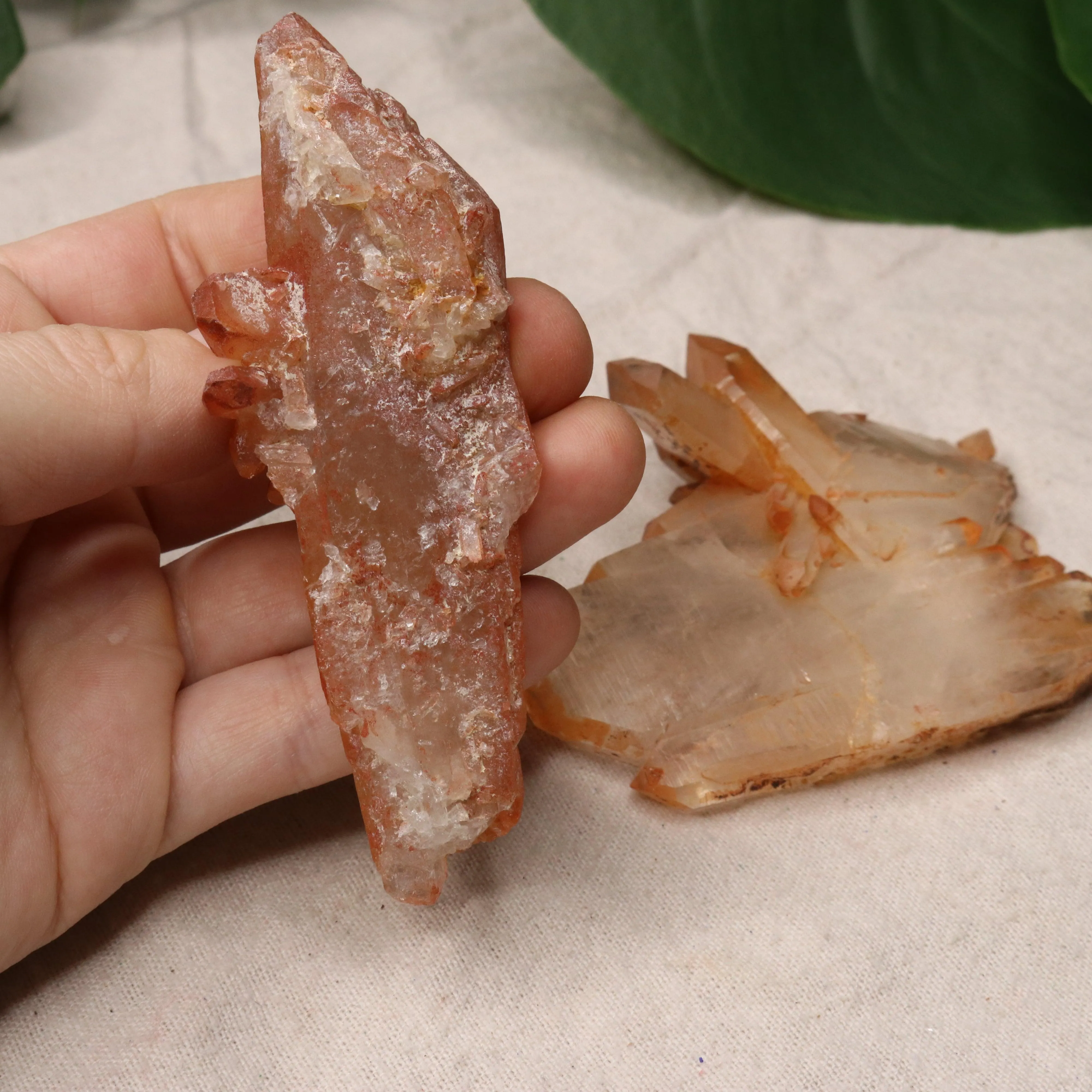 Set of 2 Extremely Unique Hematoid Quartz Points from Madagascar~ Fire Quartz for Chakra Balancing