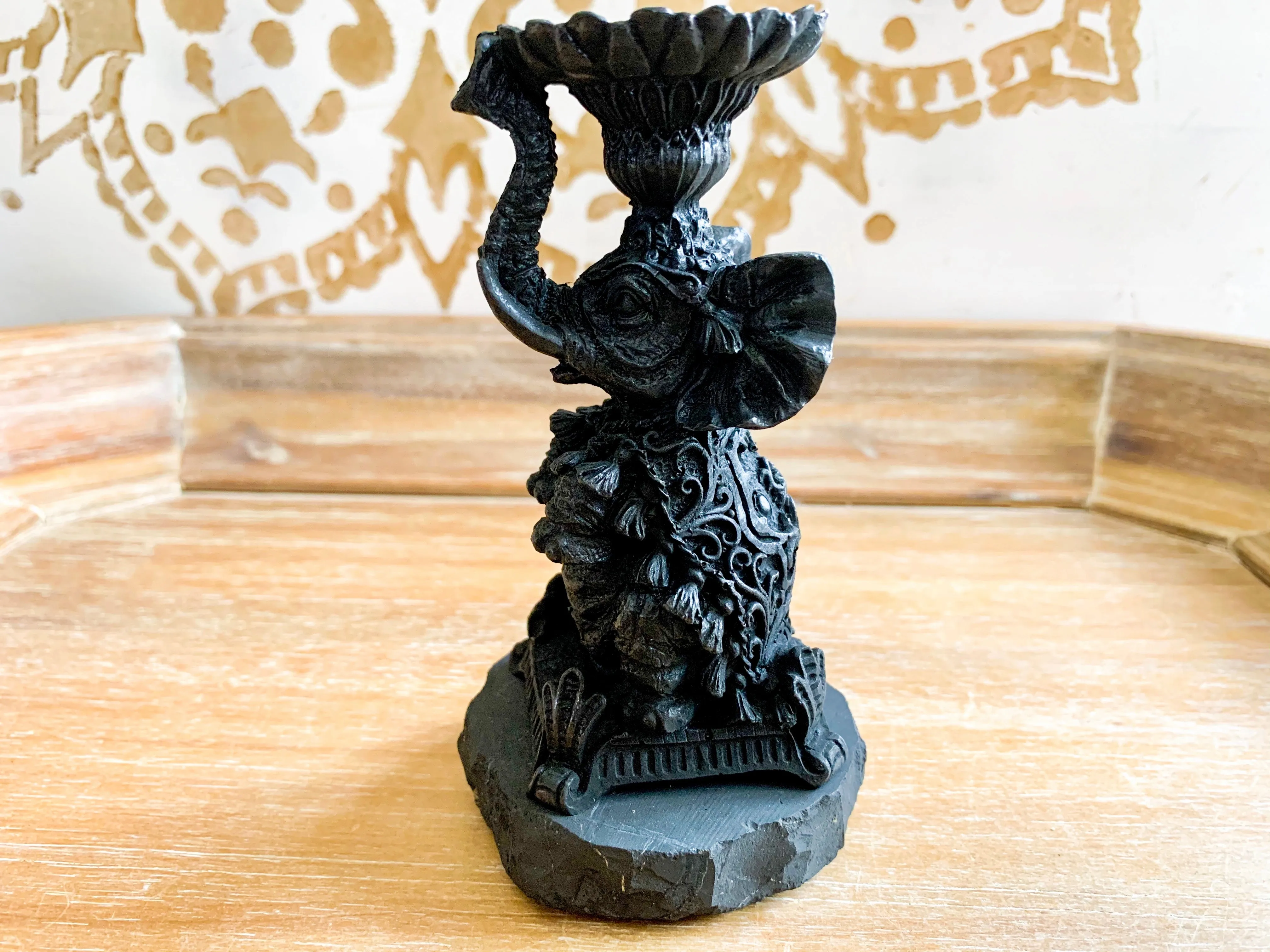 Shungite Elephant || Incense & Sphere Holder