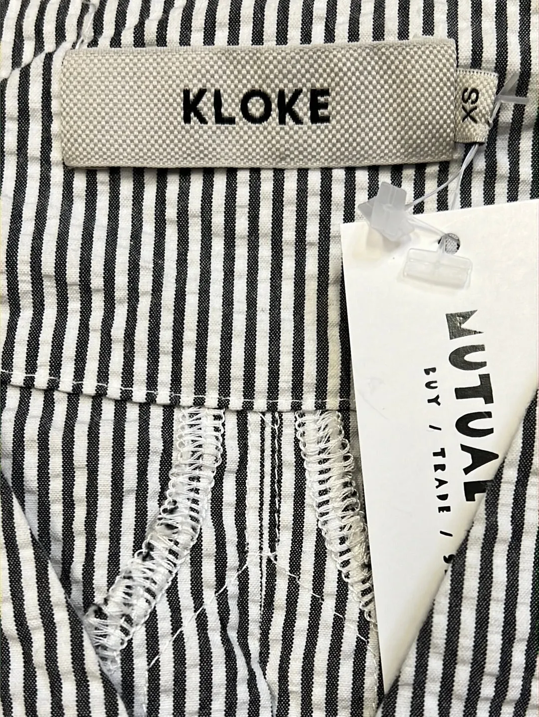 Size XS - Kloke Charcoal Stripe Seersucker Dress