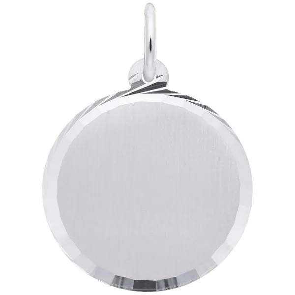 Sterling Silver Disc with Diamond Cut Edge Charm