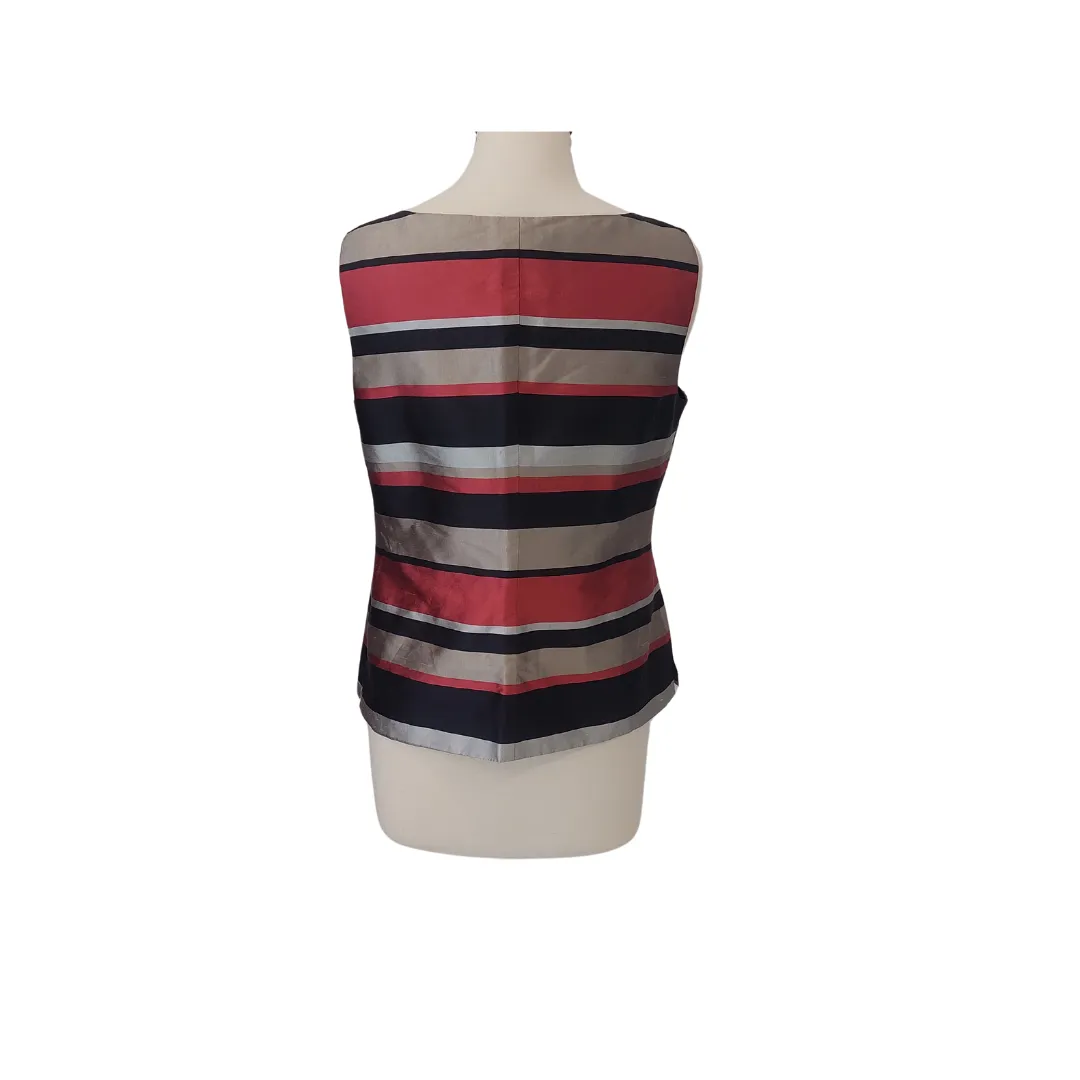 Talbots Pink & Black Striped Silk Sleeveless Top | Brand New |