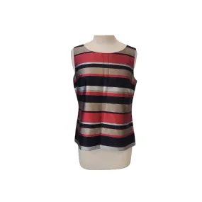 Talbots Pink & Black Striped Silk Sleeveless Top | Brand New |