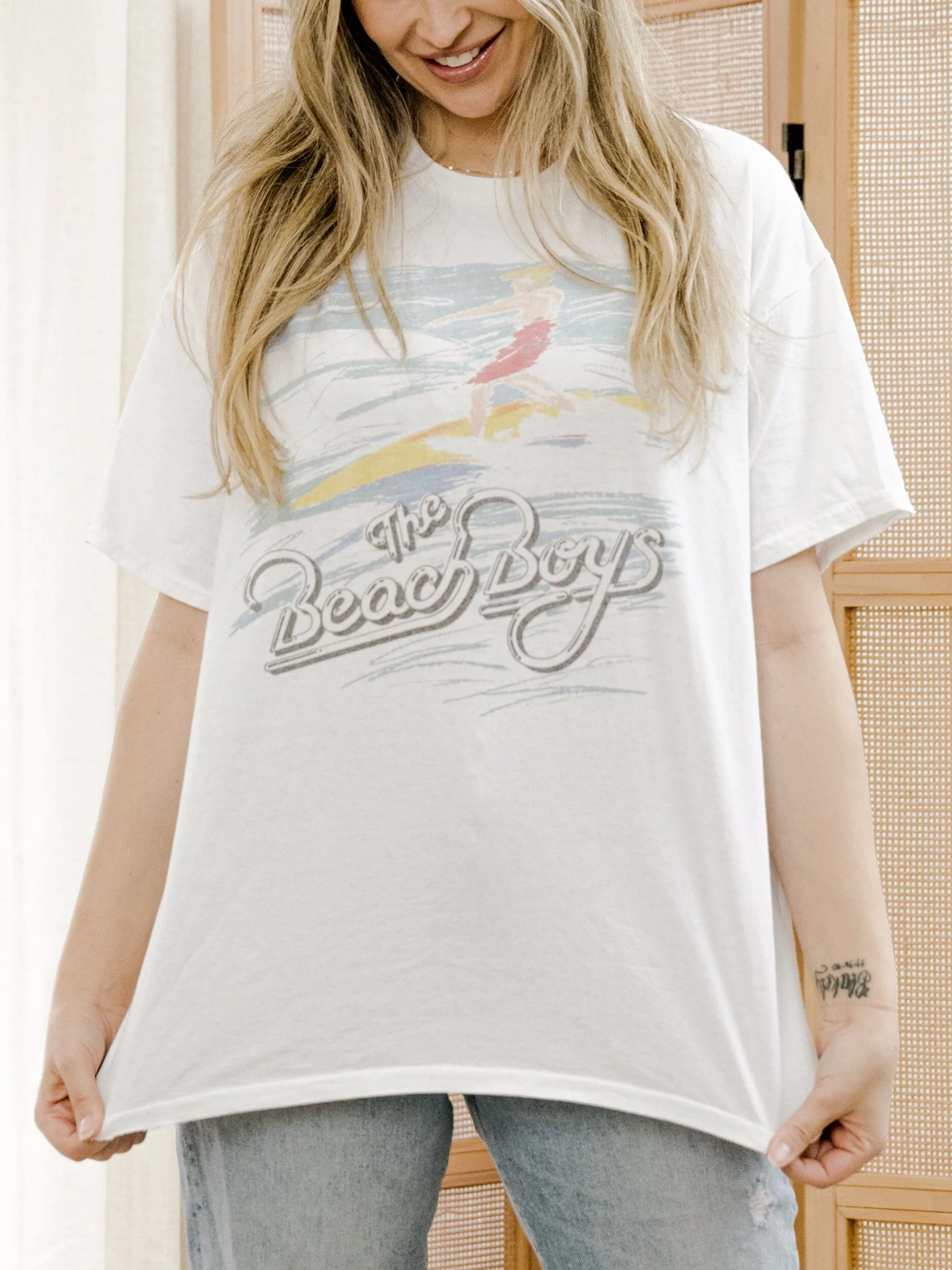 The Beach Boys 80s Surf White Thrifted Tee