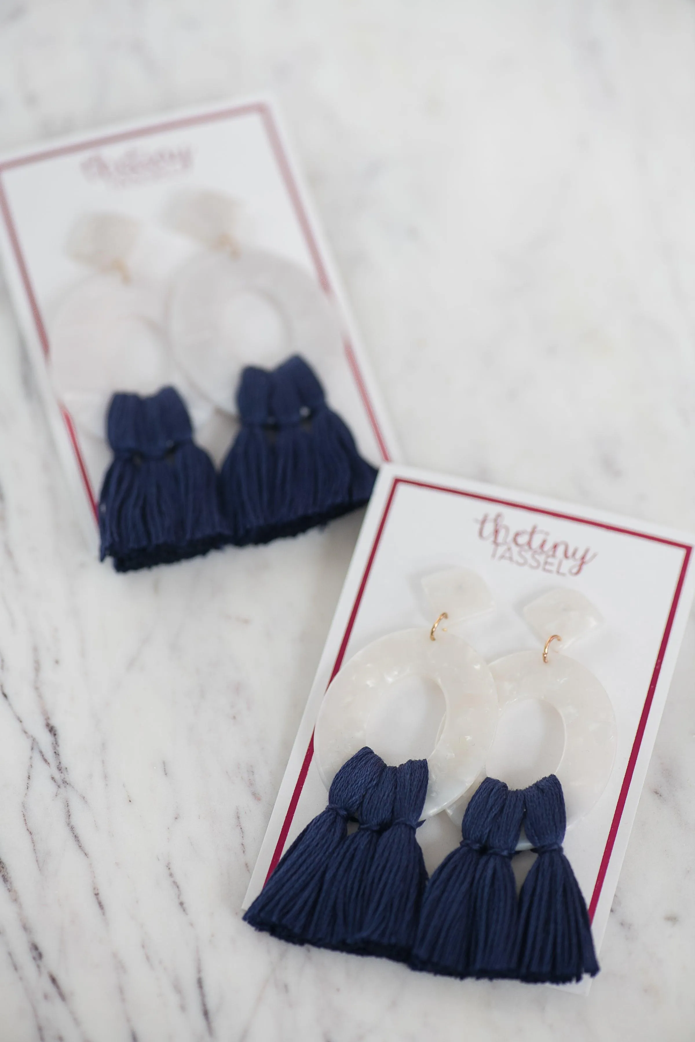 The Courtenay Tassel Earring in Navy