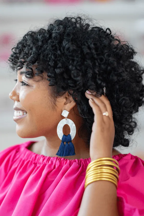 The Courtenay Tassel Earring in Navy