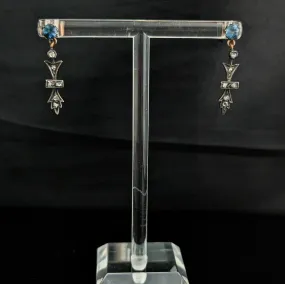 The Madison - Antique Gemstone Diamond 18k Gold Silver Top Earrings