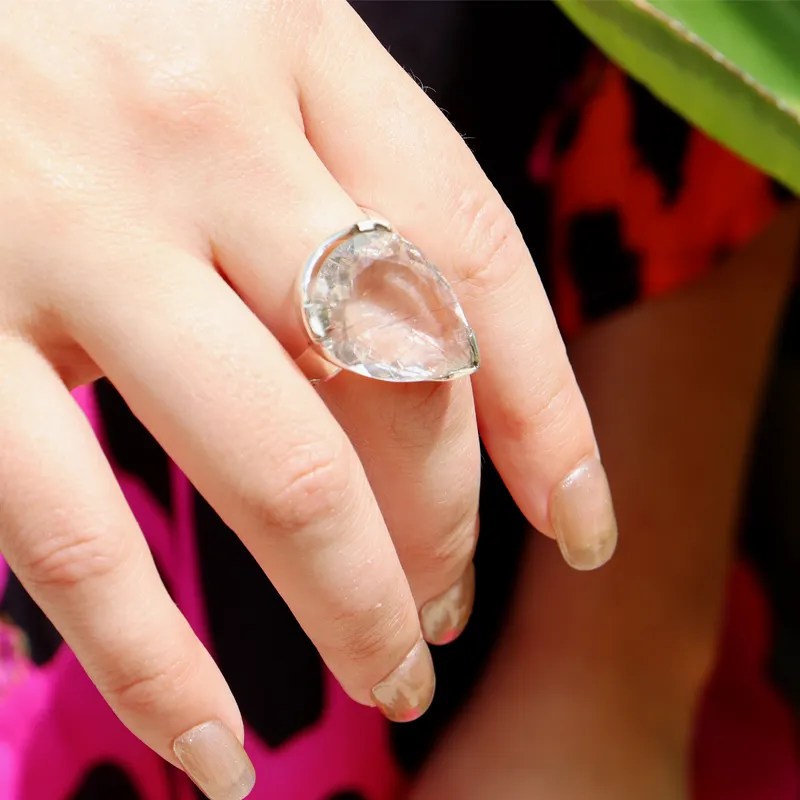 Tiff Clear Quartz Inclusions Ring