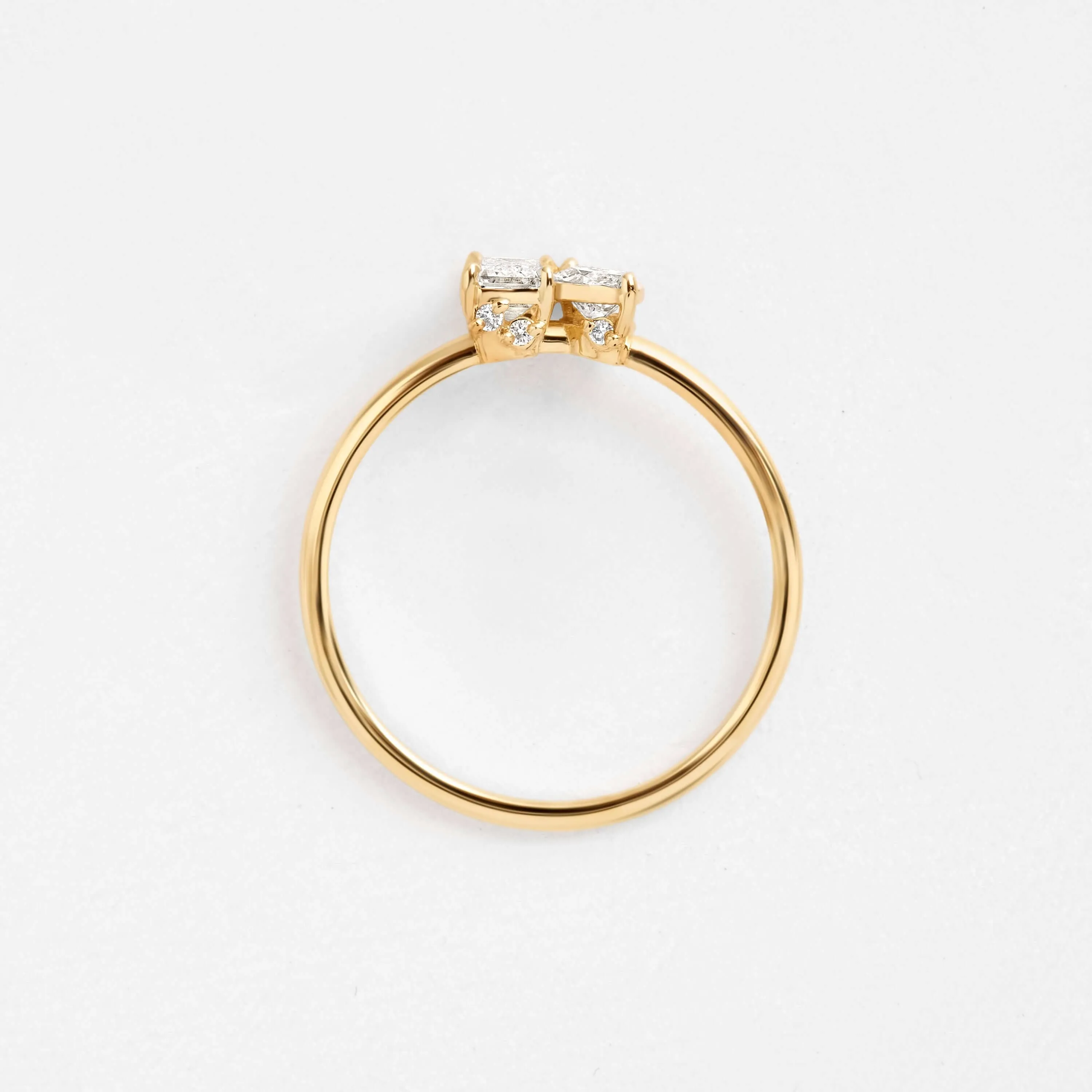 Toi et Moi et Le Reste Ring with Hidden Diamond Basket, Sized to Order