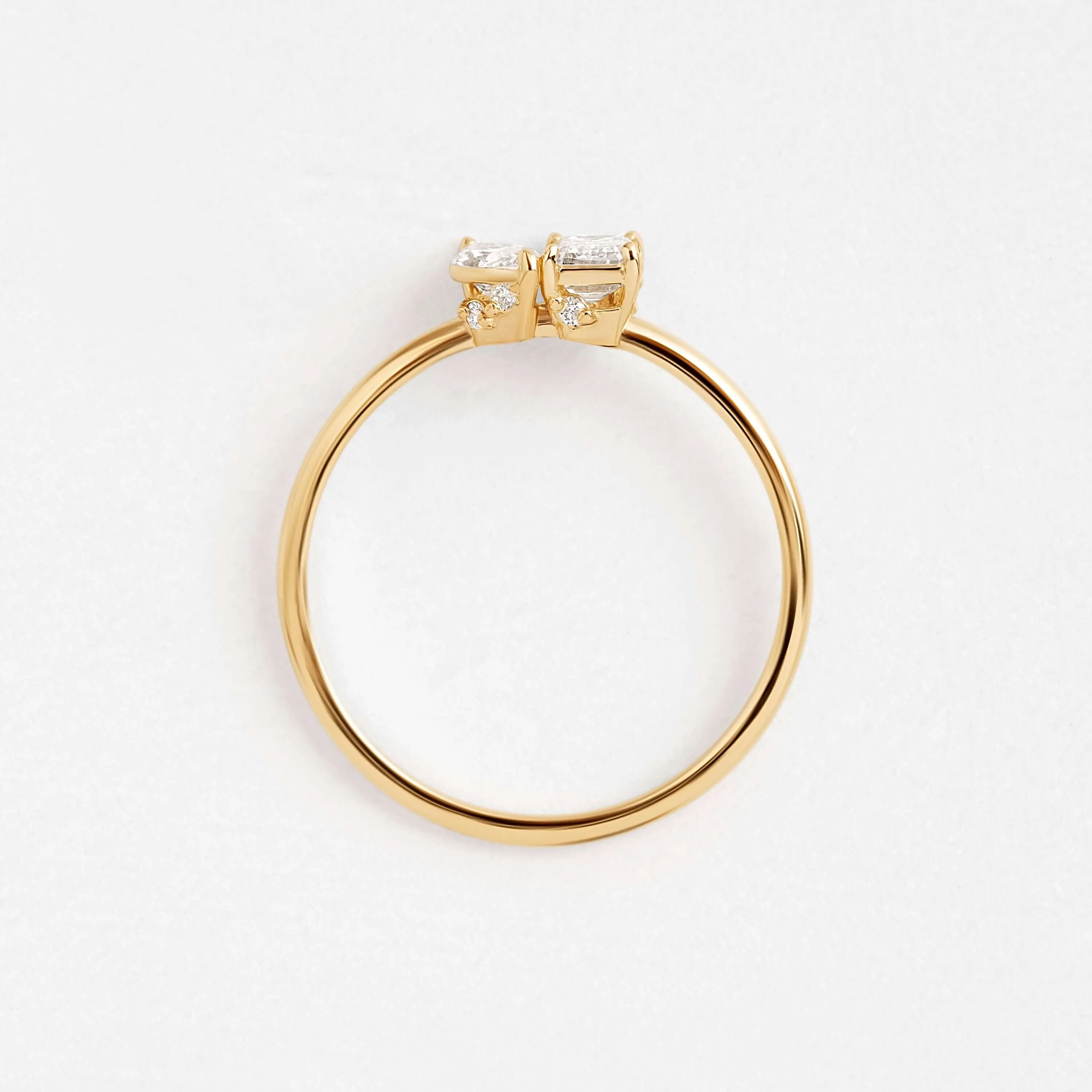 Toi et Moi et Le Reste Ring with Hidden Diamond Basket, Sized to Order