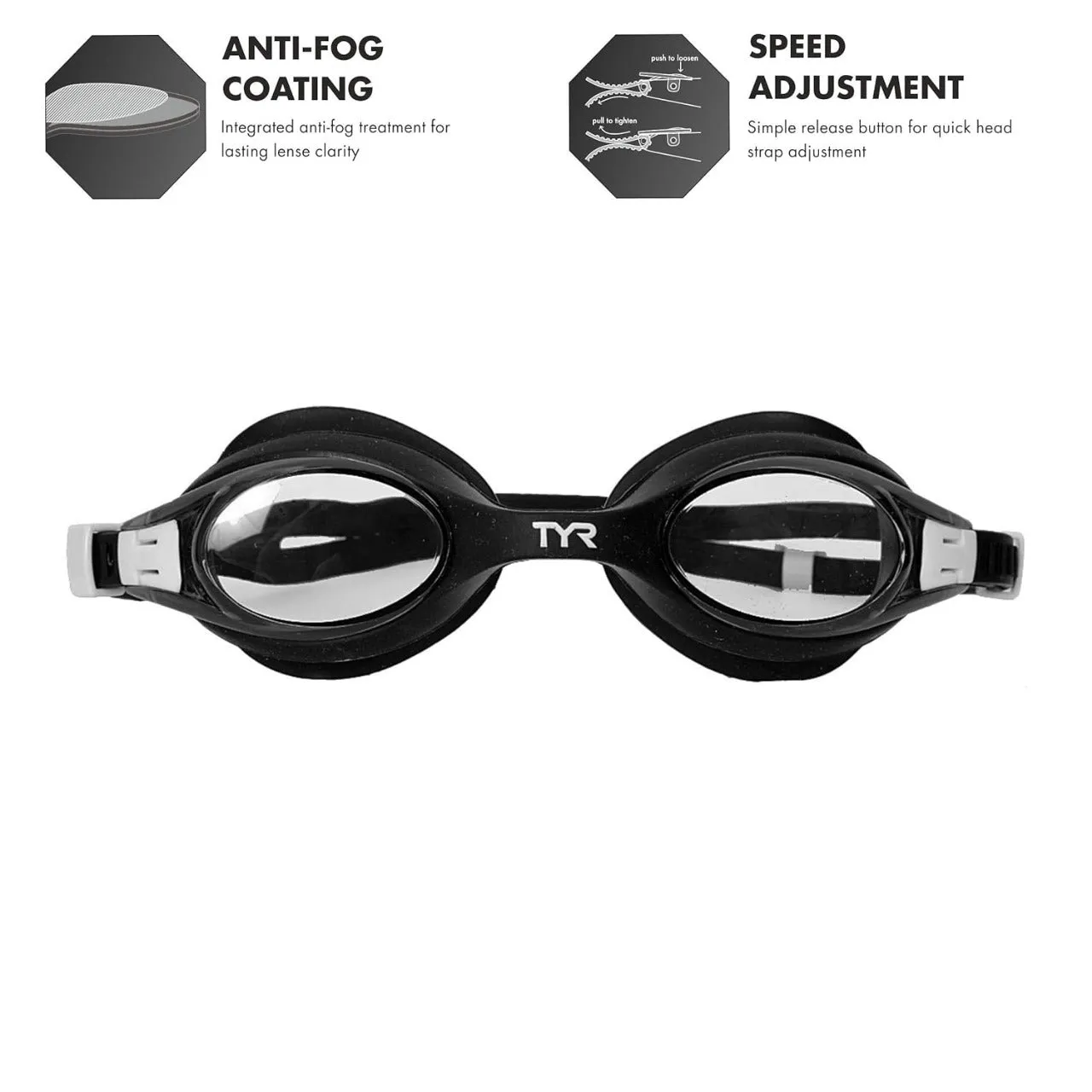 TYR Corrective Optical -3.00 Swimming Goggles | Smoke