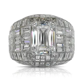 VISERION 25 CARAT MEN’S DIAMOND CHANDELIER ENGAGEMENT RING 18K WHITE GOLD 5 CT EMERALD CUT E COLOR VVS2 CLARITY GIA CERTIFIED BY MIKE NEKTA