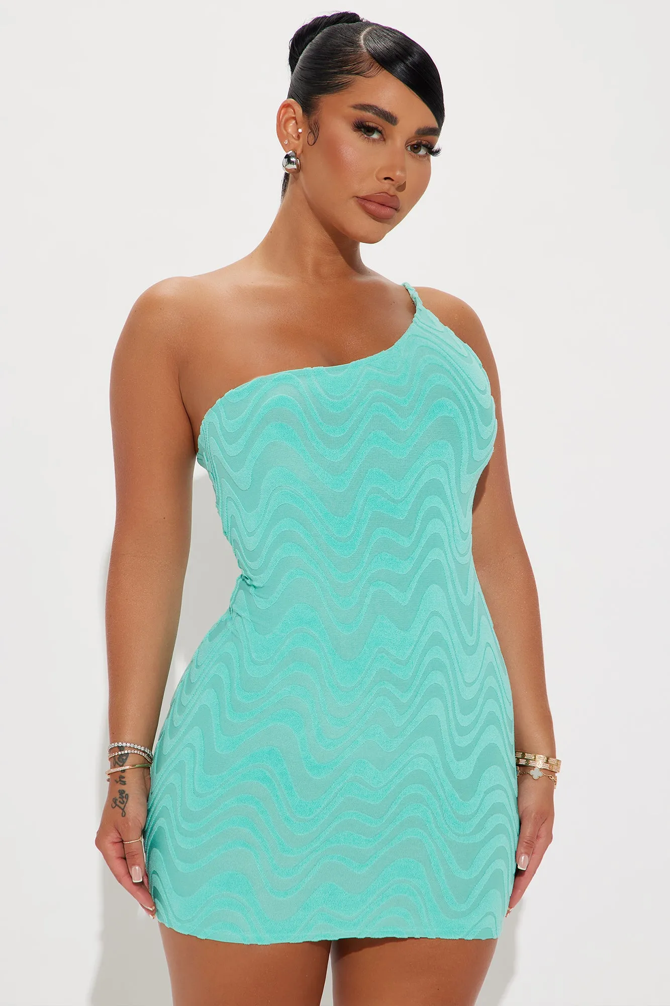 Wavy Baby Terry Micro Mini Dress - Mint